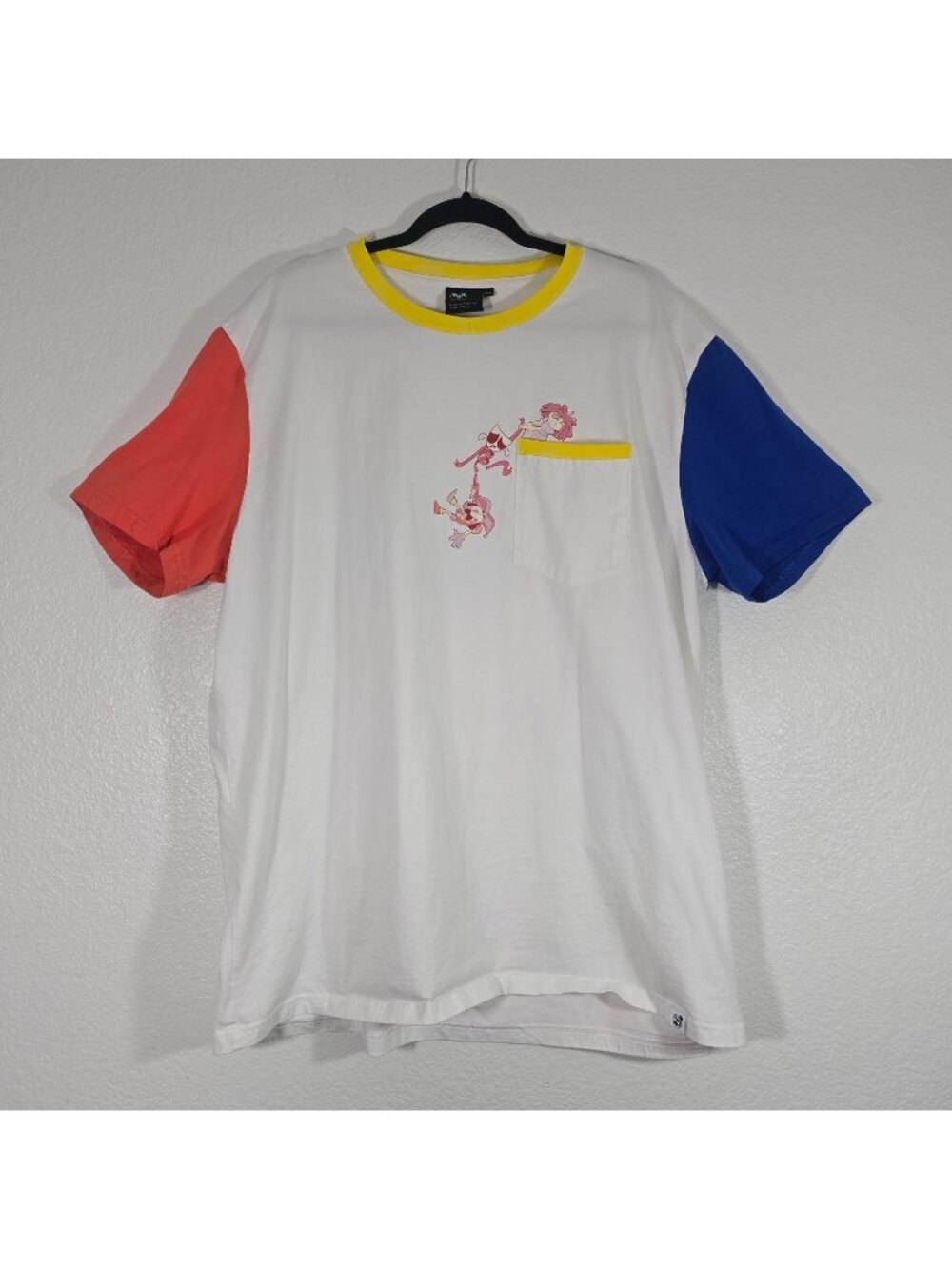 Glitch Productions T-Shirt Men 3XL White Colorblock Graphic Cartoon Print